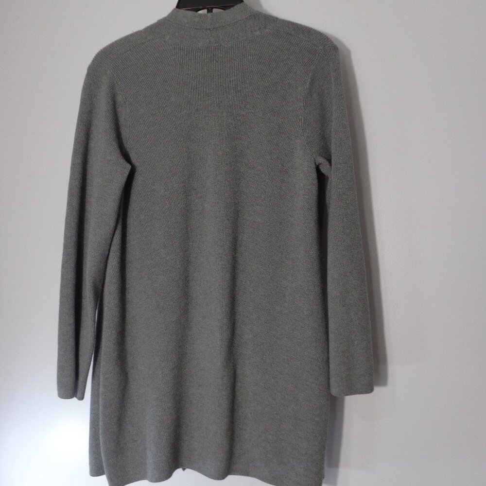 J Jill Women’s 3-Button Cotton Blend Ribbed Long Gray Cardigan Sweater Size M - Picture 2 of 6